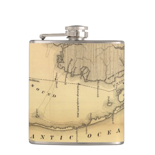  kaart van de buitenbanken (1862) heupfles (Voorkant)