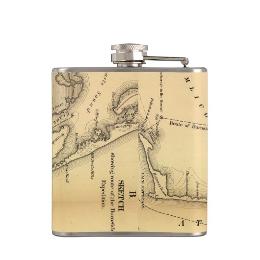  kaart van de buitenbanken (1862) heupfles (Achterkant)