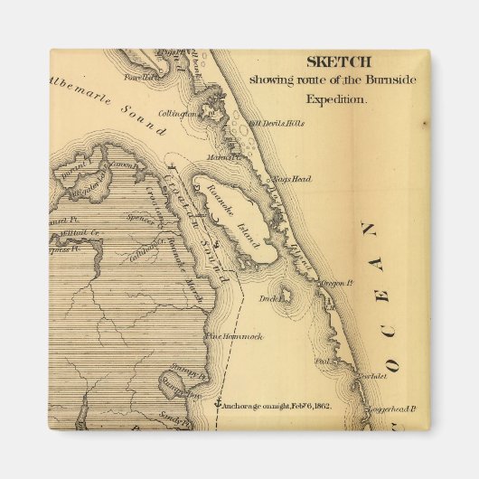 kaart van de buitenbanken (1862) magneet (Voorkant)