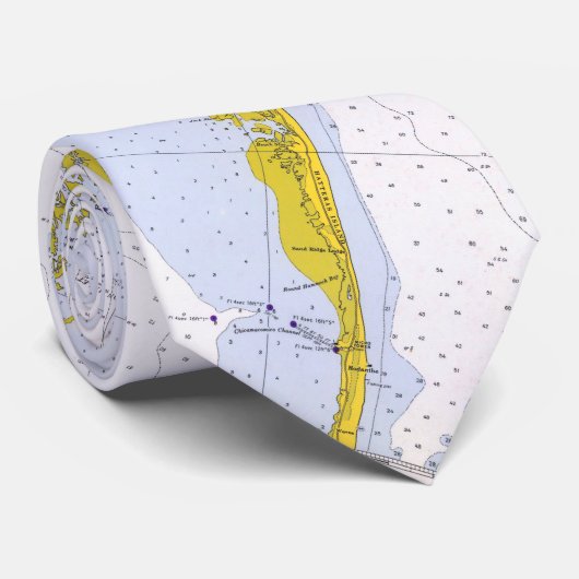  kaart van de buitenbanken (1972) stropdas (Opgerold)