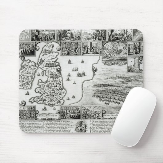 Kaart van de burgeroorlog in Engeland en een uitzi Muismat (Met muis)