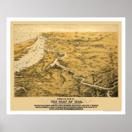 Kaart van de burgeroorlog in Panorama 1861 Poster (Voorkant)