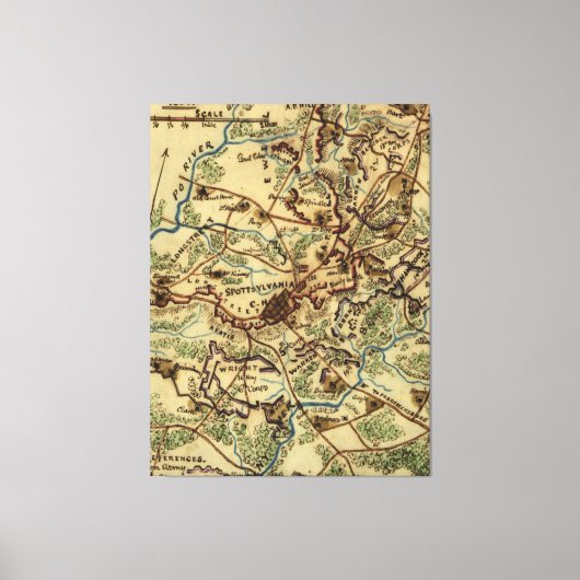 kaart van de burgeroorlog in Spotsylvania Virgini Canvas Afdruk (Voorkant)