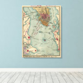 Kaart van de Burgeroorlog van Charleston SC (1865 Canvas Afdruk (Insitu (Houten vloer))