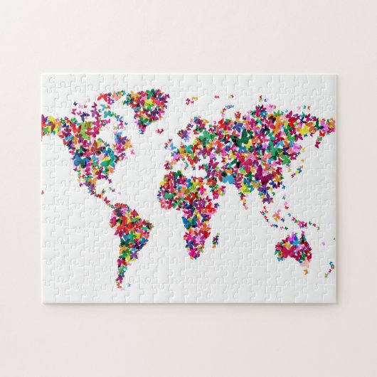 Kaart van de Butterflies van de wereld Legpuzzel (Horizontaal)