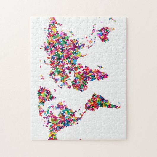 Kaart van de Butterflies van de wereld Legpuzzel (Verticaal)