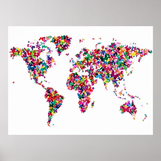 Kaart van de Butterflies van de wereld Poster (Voorkant)