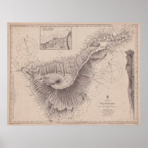  kaart van de Canarische Eilanden (1848) Poster