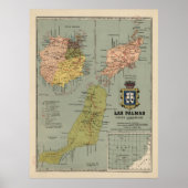 kaart van de Canarische Eilanden (1922) Poster (Voorkant)