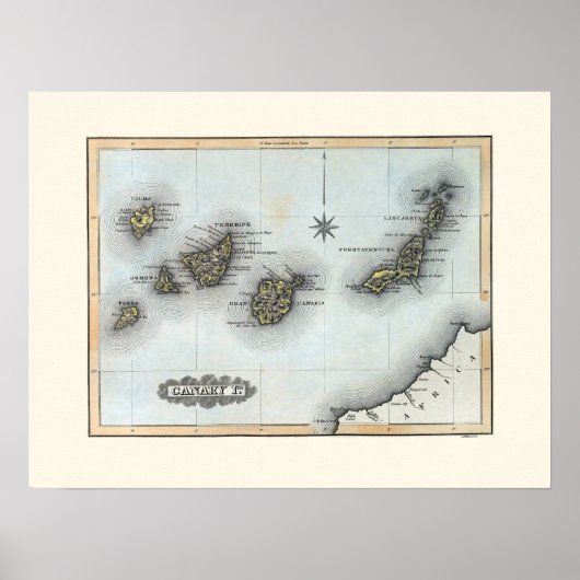 kaart van de Canarische Eilanden Poster (Voorkant)