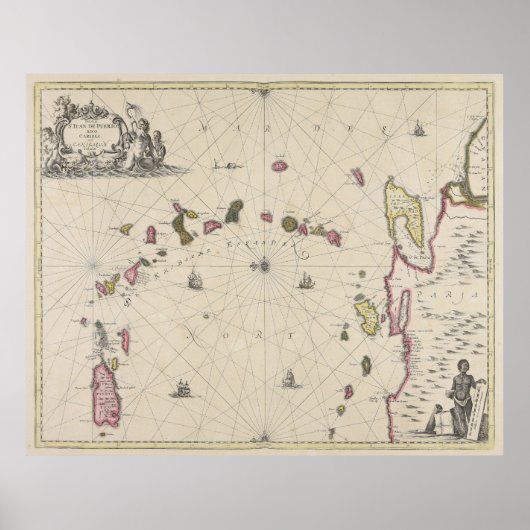  kaart van de Caribische eilanden (1700) Poster (Voorkant)