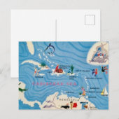 Kaart van de Caribische Eilanden geïllustreerd (Voorkant / Achterkant)