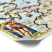 Kaart van de Caribische eilanden Poster (Hoek)