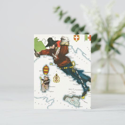 kaart van de Cartoon van Italië (Staand voorkant)