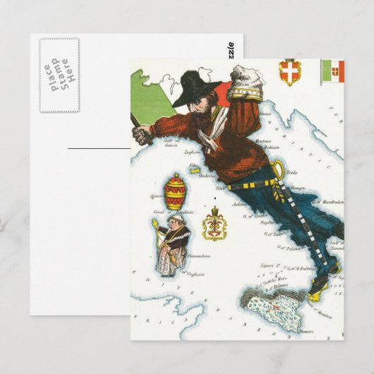  kaart van de Cartoon van Italië (Voorkant / Achterkant)