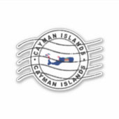Kaart van de Caymaneilanden, poststempel Sticker (Voorkant)