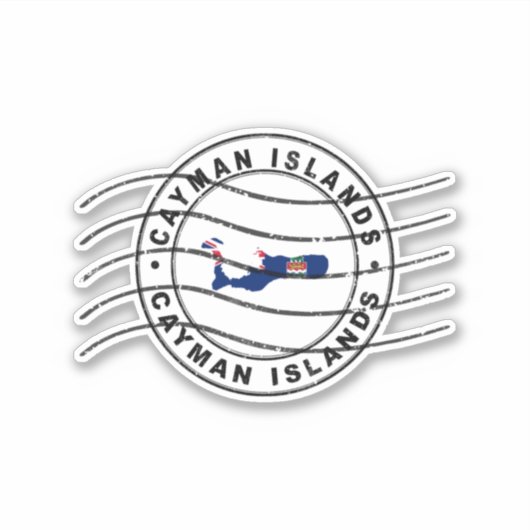 Kaart van de Caymaneilanden, poststempel Sticker (Voorkant)