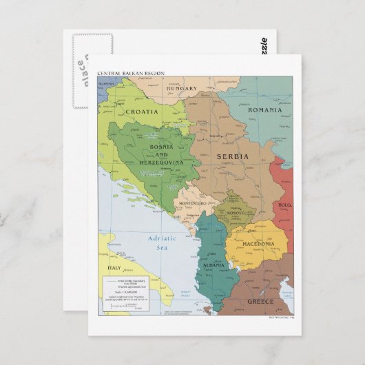 Kaart van de Centraal-Balkanregio (Voorkant / Achterkant)