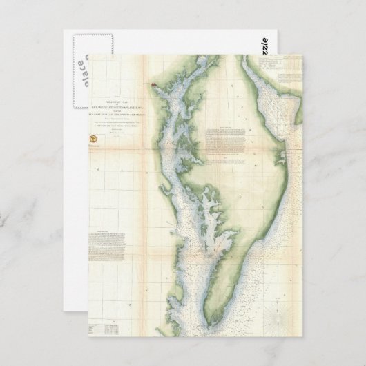  kaart van de Chesapeake Bay (Voorkant / Achterkant)