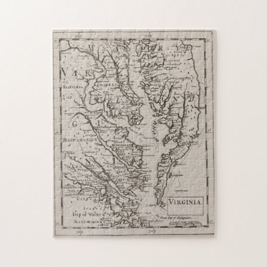  kaart van de Chesapeake Bay (1681) Legpuzzel (Verticaal)