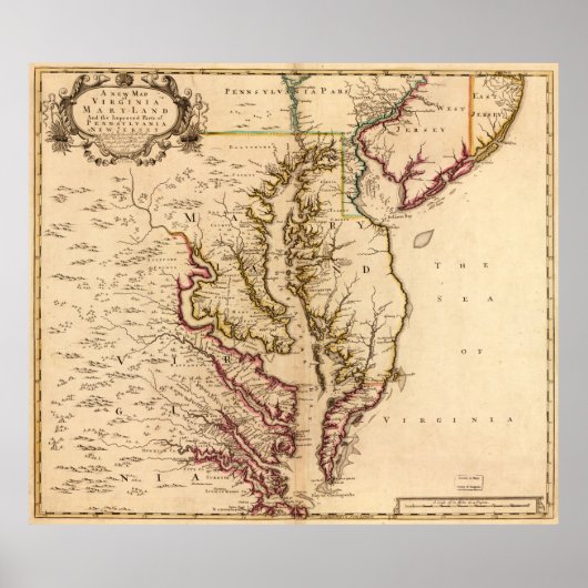 kaart van de Chesapeake Bay (1719) Poster (Voorkant)