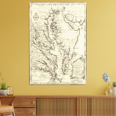  kaart van de Chesapeake Bay (1752) Canvas Afdruk (Insitu (Woonkamer))