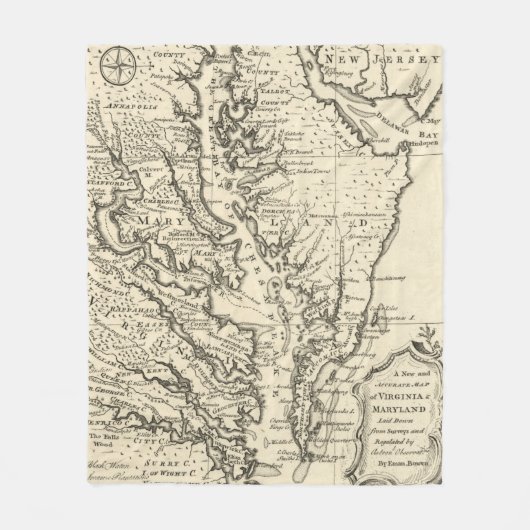  kaart van de Chesapeake Bay (1752) Fleece Deken (Voorkant)