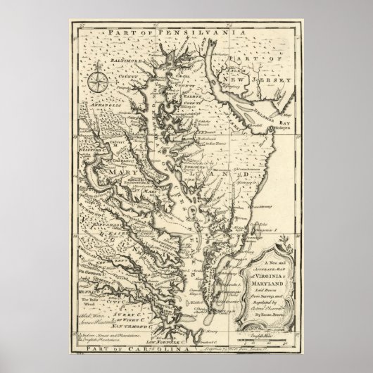  kaart van de Chesapeake Bay (1752) Poster (Voorkant)