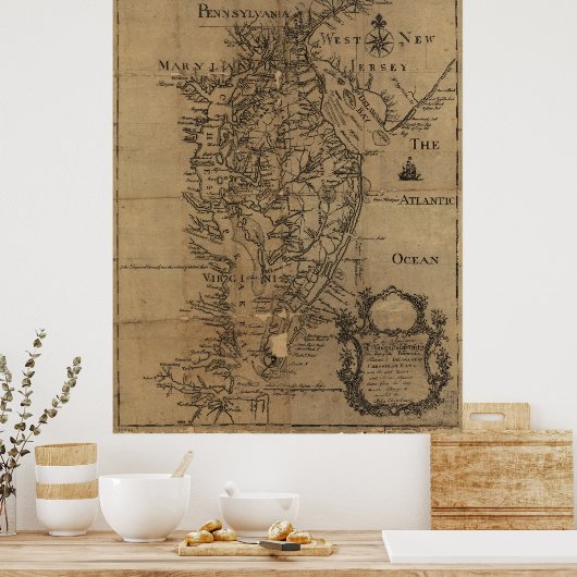  kaart van de Chesapeake Bay (1778) Poster (Keuken)