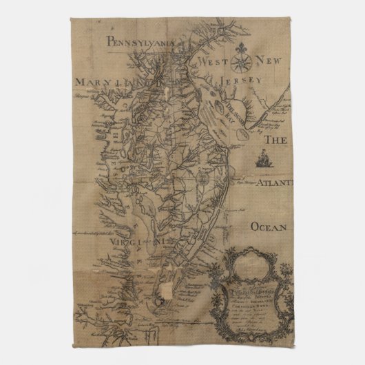 kaart van de Chesapeake Bay (1778) Theedoek (Verticaal)