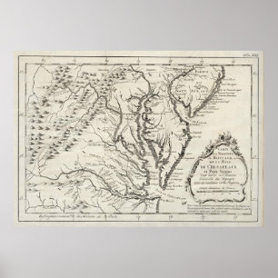 kaart van de Chesapeake Bay (1780) Poster