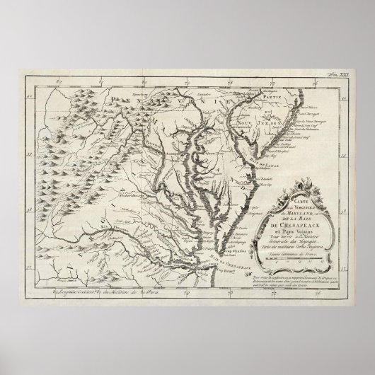 kaart van de Chesapeake Bay (1780) Poster (Voorkant)