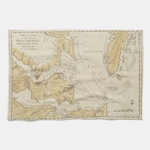  kaart van de Chesapeake Bay (1781) Theedoek