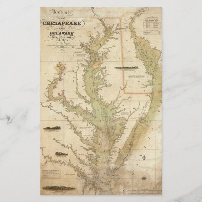 kaart van de Chesapeake Bay (1840) (Voorkant)