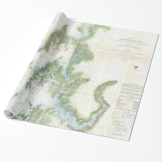  kaart van de Chesapeake Bay (1857) Cadeaupapier (Uitgerold)