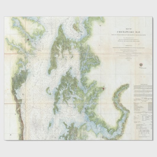  kaart van de Chesapeake Bay (1857) Cadeaupapier (Vlak)