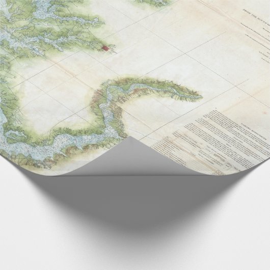  kaart van de Chesapeake Bay (1857) Cadeaupapier (Hoek)