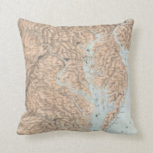 kaart van de Chesapeake Bay (1861) Kussen