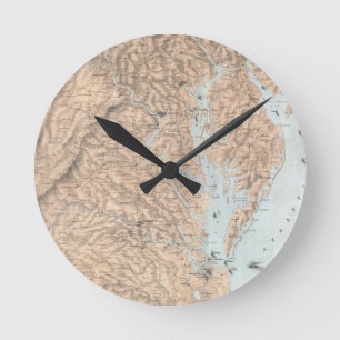  kaart van de Chesapeake Bay (1861) Ronde Klok