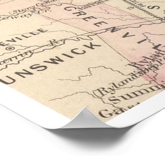  kaart van de Chesapeake Bay (1875) Poster (Hoek)