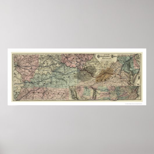 Kaart van de Chesapeake & Ohio Railroad 1873 Poster (Voorkant)