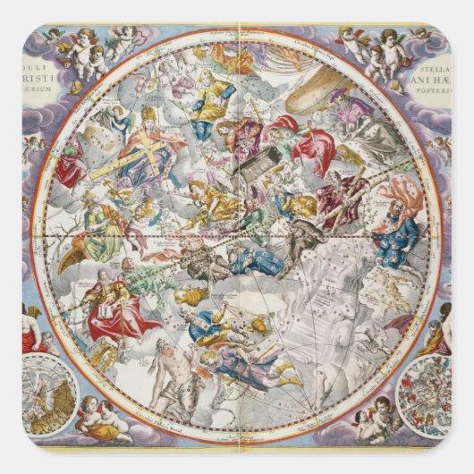 Kaart van de Christelijke constellaties zoals afge Vierkante Sticker (Voorkant)