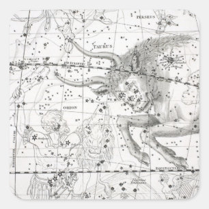 Kaart van de Constellaties Bord XIV Vierkante Sticker