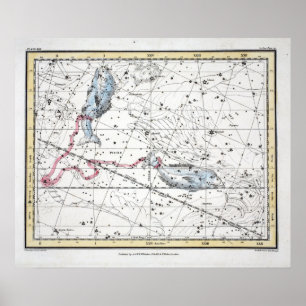 Kaart van de constellaties Bord XXII Poster