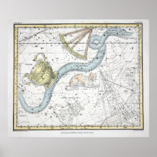 Kaart van de constellaties Bord XXVI Poster