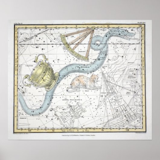 Kaart van de constellaties Bord XXVI Poster (Voorkant)