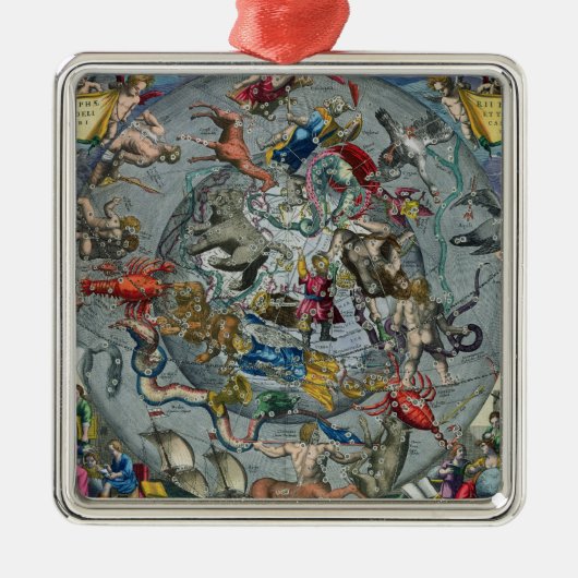 Kaart van de Constellaties van het Noorden Metalen Ornament (Voorkant)