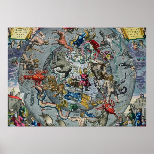 Kaart van de Constellaties van het Noorden Poster (Voorkant)