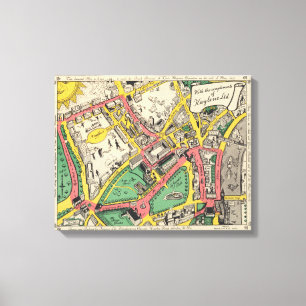 Kaart van de Coronation Route, Londen, Engeland Canvas Afdruk