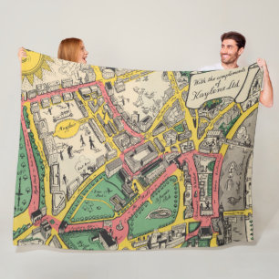 Kaart van de Coronation Route, Londen, Engeland Fleece Deken